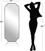 ANDY STAR 18" x 48" Full Length Mirror, Large Black Scalloped Bathroom Mirror, Full Body Wall Mirror with Scalloped Corner Decorative for Bedroom, Living Room (Horizontal or Vertical)