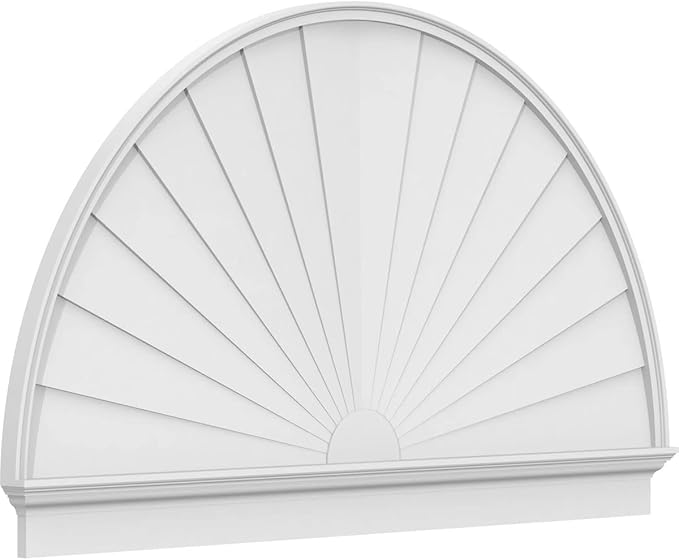 74"W x 43-3/4"H x 2-3/4"P Half Round Sunburst Architectural Grade PVC Combination Pediment