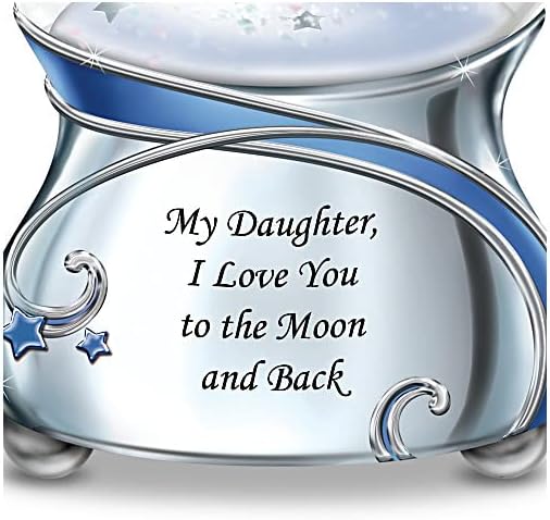 The Bradford Exchange My Daughter, I Love You to The Moon and Back Snowglobe with Moon and Heart Charm (Silver with Blue Designs)