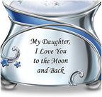 The Bradford Exchange My Daughter, I Love You to The Moon and Back Snowglobe with Moon and Heart Charm (Silver with Blue Designs)