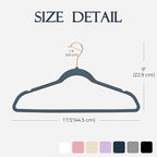HOUSE DAY Velvet Hangers 60 Pack, Premium Clothes Non-Slip Felt Hangers, Sturdy Navy Blue Men Heavy Duty Coat Hanger, Suit Hanger for Space Saving 360° Rotating Rose Gold Hook