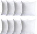 Plush and Durable Throw Pillow Inserts - 16 x 16 inches Set of 8, Hypoallergenic Polyester Fiber Fill - Perfect for Decorative Cushion Covers, Sofa and Bed Accent