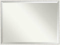 Amanti Art White Wall Mirror 31x41 Paige White Silver Rectangle Bathroom Mirror for Wall Decor Living Room, X-Large Modern Wood Frame, Hangs Horizonally and Vertically, Bathroom Decor, Beveled Edge