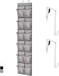 GORILLA GRIP Over the Door Shoe Organizer, 12 Large Breathable Mesh Pockets, Space Saving Hanging Storage Holder, 2 Hook Closet Rack Hanger, Hangs on Closets for Shoes, Accessories, 64H x 9.5W Grey