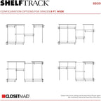 ClosetMaid ShelfTrack Wire Closet Organizer System, Adjustable from 5 to 8 Ft., With Shelves, Clothes Rods, Hardware, Durable Steel, Satin Chrome