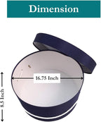 Sarah's Hat Boxes Classic Navy Hat Box – 16.75" x 8.5" (Dia. x Ht.) Handmade in USA – Odorless Non-Toxic Adhesive, Cording Handle – Premium Storage for Hats & Accessories