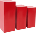 3Pcs Square Display Pedestal Stands Set for Party, Metal Display Stand Plinth Pillars, Cake Stands Pillars for Wedding Birthday Art Decor Risers, 11.8*31.5" (L), 11.02*25.6" (M), 10.24*23.6" (S)