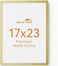 17x23 Aluminum Metal Picture Frame,Tempered Glass Gold Photo Frame 17x23 for Family Photo,Posters,Art,Document to Wall Mount Horizontally or Vertically