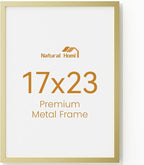 17x23 Aluminum Metal Picture Frame,Tempered Glass Gold Photo Frame 17x23 for Family Photo,Posters,Art,Document to Wall Mount Horizontally or Vertically