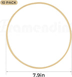 Framendino, 10 Pack Wooden Bamboo Hoop Rings Macrame Floral Wreath for DIY Dream Catcher Wedding Decor and Wall Hanging Crafts