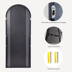 Dewfig Arched Full Length Mirror, 76"x34" Large Floor Mirror, Full Body Mirrors for Leaning or Hanging, Standing Mirrors for Bedroom, Living Room,Dressing Room, Aluminum Alloy Frame, Black