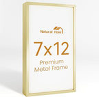 7x12 Aluminum Metal Picture Frame,Tempered Glass Gold Photo Frame 7x12 for Family Photo,Posters,Art,Document to Wall Mount Horizontally or Vertically