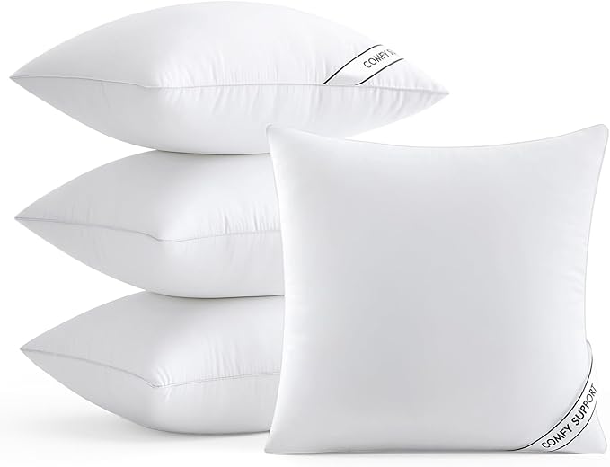 MIULEE 16x16 Inch Pillows Inserts, Pack of 4 Down Alternative Virgin Filling Comfy Support Throw Pillows for Sofa Couch Bed