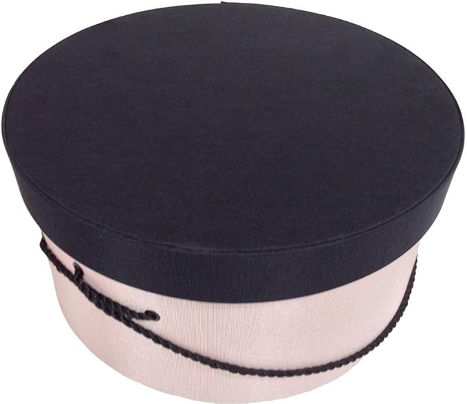 Sarah's Hat Boxes Classic Pink/Black Hat Box – 16.75" x 8.5" (Dia. x Ht.) Handmade in USA – Odorless Non-Toxic Adhesive, Cording Handle – Premium Storage for Hats & Accessories