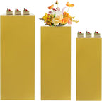 3Pcs Square Display Pedestal Stands Set for Party, Metal Display Stand Plinth Pillars, Cake Stands Pillars for Wedding Birthday Art Decor Risers, 11.8*31.5" (L), 11.02*25.6" (M), 10.24*23.6" (S)