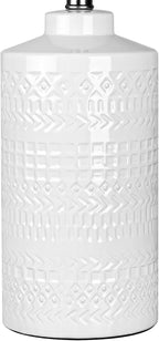 JUNNAI 24.5" White Ceramic Table Lamp 3-Way Dimmable Nightstand with White Linen Shade Bedside Lamp for Bedrooms & Living Room Office Reading(Bulb Included)