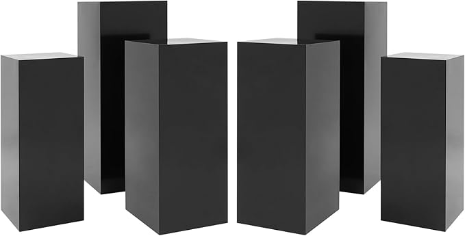 6Pcs Square Display Pedestal Stands Set for Party, Metal Display Stand Plinth Pillars, Cake Stands Pillars for Wedding Birthday Art Decor Risers, 11.8*31.5" (L), 11.02*25.6" (M), 10.24*23.6" (S)