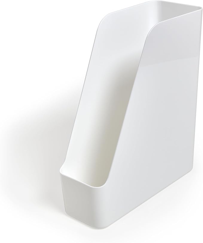 TRU RED Plastic Magazine File, White, 2‑Pack – Vertical Desktop Organizer for Magazines, Folders & Office Documents