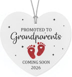 Grandparents Ornament, Baby Coming Soon 2026, Baby Announcement Christmas Ornament for New Parents, Expecting Couple, Promoted to Grandparents Gift, Baby Reveal Keepsake Decor