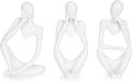 Sandstone Resin Thinker Style Abstract Sculpture Statue Collectible Figurines Home Office Bookshelf Desktop Decor (Small White, 3pcs)
