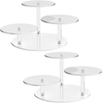 NiHome Clear Acrylic Display Stand for LEGO Botanical Collection Sets, Multi-Tier Showcase Figurine Display Shelf Riser for Collectibles and Room Decor, Perfume Riser Holder, Tabletop Plant Stand,2PCS