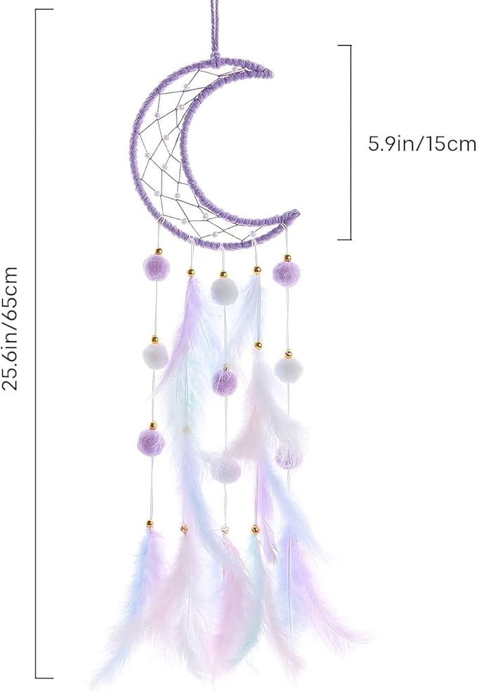 Purple Moon Dream Cather Handmade Dreamcatcher for Girls Wall Hanging Decor for Bedroom Wall Decor Birthday Gifts