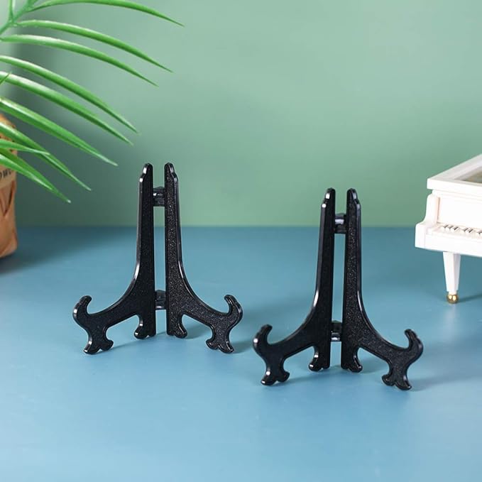 Artliving 5" Black 24pcs/Set Plastic Easels Plate Display Stands Picture Frame Stand Holder