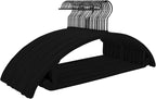 MIZGI Premium Velvet Hangers 50 Pack Heavyduty- Non Slip No Shoulder Bump Suit Hanger - Black Hooks,Space Saving Clothes Rounded Shape for Coat,Sweater,Jackets,Pants