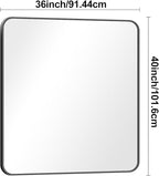 BONEWEI 36x40 inch Bathroom Mirror,Black Rectangle Mirror,Wall Mounted Bathroom Frame Vanity Mirror with Round Corner for Bedroom Living Room,Entryway Hangs Horizontal or Vertical