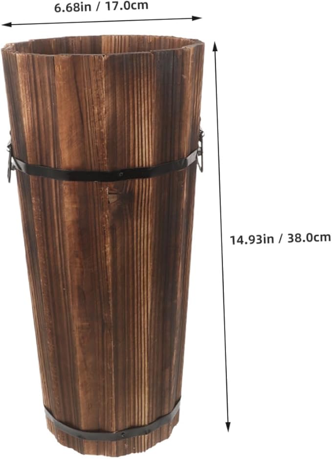 Wooden Umbrella Stand with Cane and Fan Storage Natural Wood Entryway Organizer Space-saving Design Capacity for Home Decor and Use and Versatile Umbrella Rack