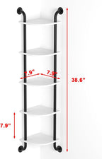 Tinpin Corner Shelf 5-Tier Wall Shelves, Floating Corner Shelves, Wall Mounted Shelves for Thanksgiving Day Bedroom Decor, Bathroom and Living Room Decor (White)