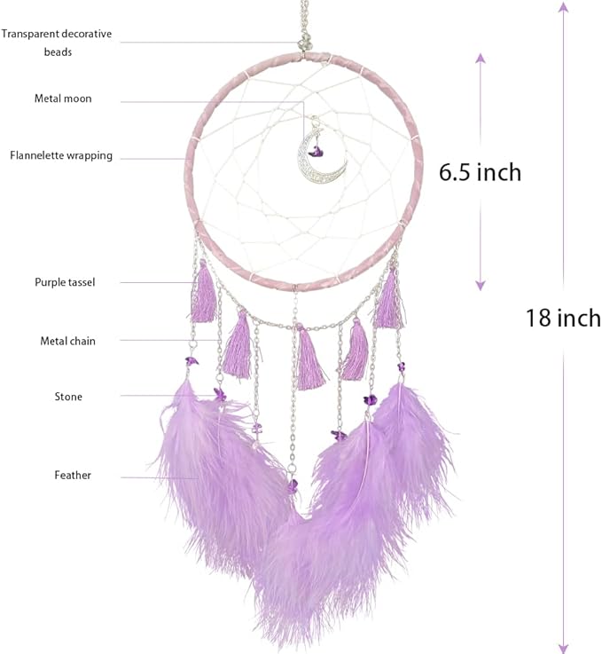 Dream Catchers Purple Dream Catcher Wall Decor for Bedroom Kids Girls Boys Birthday Gift Handmade Feather Hanging Ornaments