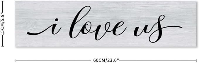 Rustic Wood Sign I Love Us Inspirational Quote Distressed Look Decorative Wooden Sign Vintage Wall Hanging Art Plaque Wall Decoration Home Decor for Farmhouse Room Door Porch Family Sign
