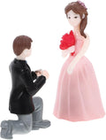 Amosfun Wedding Doll Ornaments Mini Couple Figurines 2.20 Inch Resin Proposal Statue Lightweight Compact Tabletop Display for Wedding Cake Toppers and Home Party Decoration