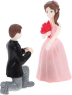 Amosfun Wedding Doll Ornaments Mini Couple Figurines 2.20 Inch Resin Proposal Statue Lightweight Compact Tabletop Display for Wedding Cake Toppers and Home Party Decoration