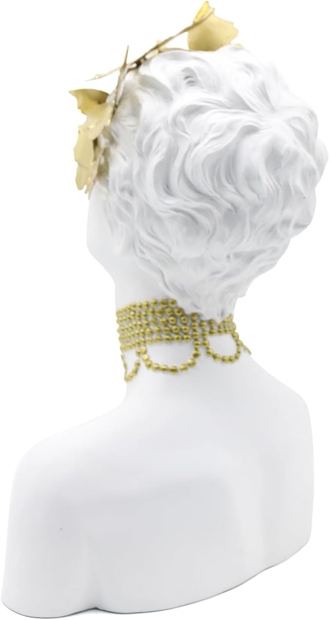 Lukitas Lady Bust Figurine Home Decor, Art Butterfly Kiss Princess Statue and Sculpture, Creative Desktop Decoration for Office Living Room, White, Resin 14.5''