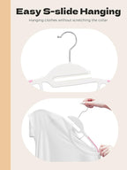 HOUSE DAY Heavy Duty Plastic Hangers 100 Pack, Pink Slim Clothes Hangers Space Saving, Non Slip Hangers with Rubber Pads, Durable Coat Hanger for Closet, S-Shaped Hanger for Shirt, Suit, Pant, Skirt