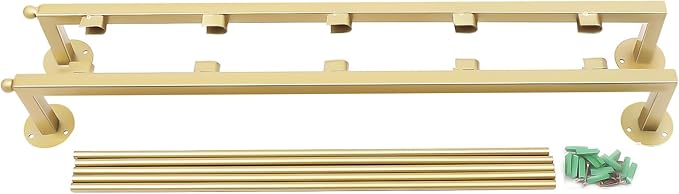 Scarf Organizer Wall Mounted, 5-Tier Scarf Display Rack, Metal Spiral Scarf Holder Belt Pants Hijab Hanger for Clothing Retail Store Home, 23.6" x 3.9" x 29.5"(Gold)