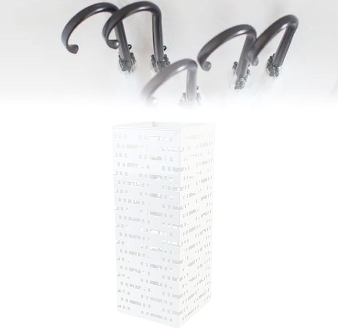 ZJchao Square Umbrella Holder Stand Rack Metal Freestanding for Wet Umbrellas with Hollow Design Rust Alloy Compact 16.5x6.5x6.5in for Home Hotel Office Cafe
