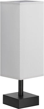 aooshine Gray Small Bedside Lamp for Bedroom - Minimalist Nightstand Lamp with Silver Base