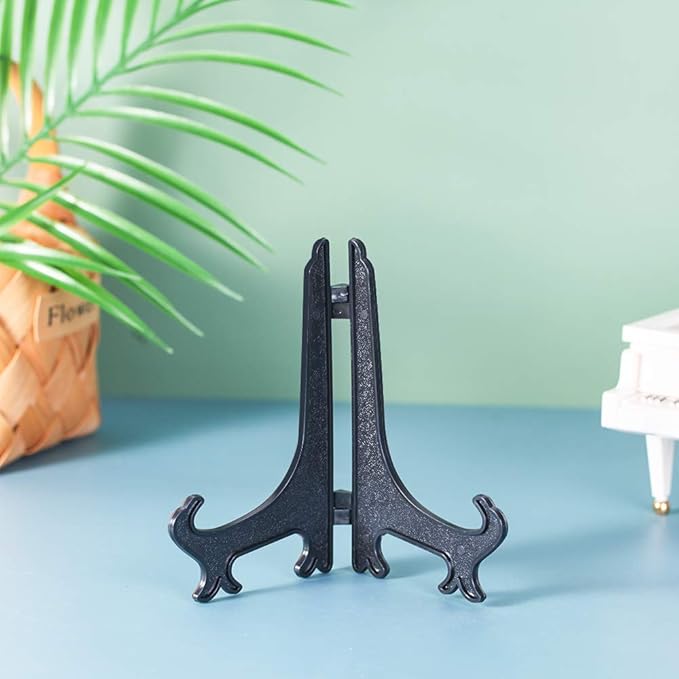 Artliving 6" Black 24pcs/Set Plastic Easels Plate Display Stands Picture Frame Stand Holder