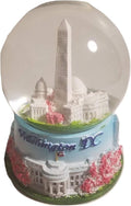 Cherry Blossom Themed Washington Monument, Jefferson Memorial, White House & U.S. Capitol Decorative Snow Globe - DC Souvenirs (Medium)