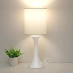 Modern Table Lamps, 3 Way Touch Control Table Lamp, Dimmable Desk Lamp, White Nightstand Lamp with Fabric Shade, Small Bedside Lamp for Living Room, Dorm,Home Office, LED Bulb Included
