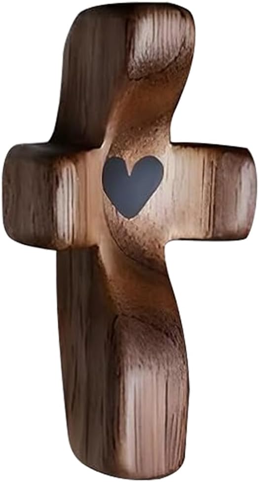Cross My Heart/Encouragement Gift Wood Comfort Pocket Prayer Cross for Clutching, Clinging and Praying Christian Religious Gift