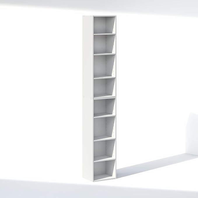Furinno PASIR 8-Tier Closet Organizers and Storage, Open Shelf, Storage Organizer, 12-Inch Width, for Closet, Bedroom, White
