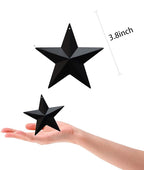 Metal Star Hanging Ornament, 3.8 Inch Black Barn Star for Home Decoration, Set of 12, Rustic Vintage Christmas Gift