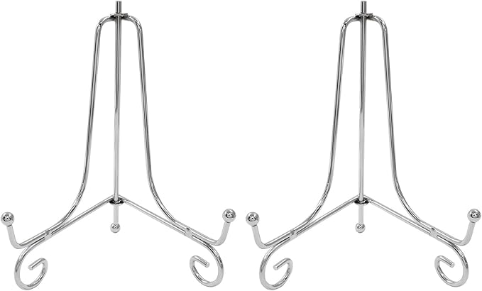 2 Pack Silver Plate Stands for Display 6 Inch， Photo Holder Stand for Picture Frame, Decorative Plates, Book, Photo, Collectibles