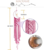 Dream Catchers Pink Dream Catcher for Girls Bedroom Wall Decor for Women, Moon Dream Catcher with Light, Macrame Dreamcatcher Boho Room Decor for Teen Girls Birthday Gifts for Women Bedroom Decor