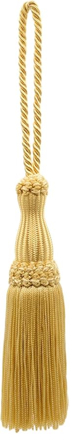 DÉCOPRO Beautiful Decorative Light Gold Chainette Key Tassel 5 inch Tassel Length 5 Inch Loop Color: B7