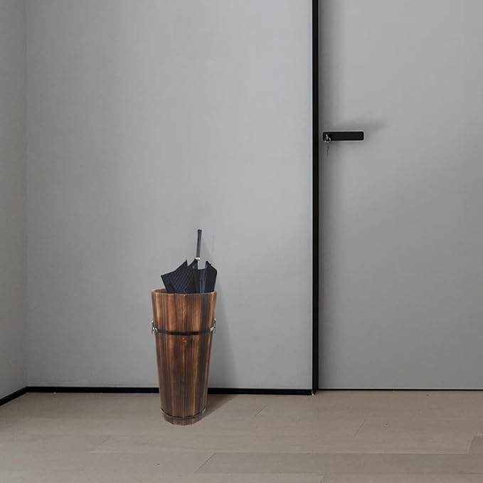 ABOOFAN Wood Umbrella Stand, 42cm Height, Freestanding Umbrella Storage Holder, Multi-Purpose Walking Stick Organizer for Hallway, Entryway, Office